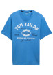 Thumbnail T-shirt manches courtes bleu imprimé blanc en coton à coupe droite et col rond