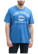 Thumbnail T-shirt manches courtes bleu imprimé blanc en coton à coupe droite et col rond - Image 3