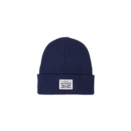 Bonnet en coton marine uni avec patch sur le...