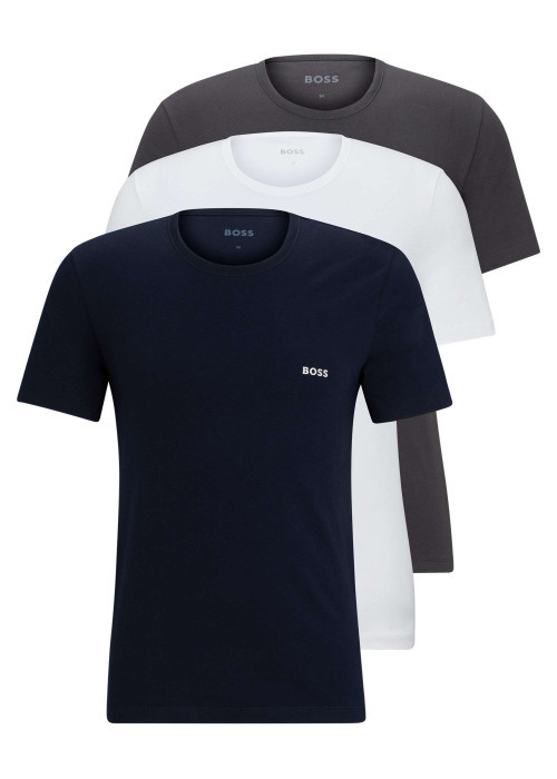 T-shirt en coton uni coupe regular fit col rond avec manches courtes