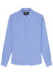 Thumbnail Chemise en lin bleue unie avec une coupe regular fit et des manches boutonnées