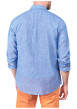 Thumbnail Chemise en lin bleue unie avec une coupe regular fit et des manches boutonnées - Image 2