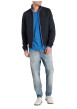 Thumbnail Blouson marine uni fermé par un zip à l'avant avec un col montant - Image 3