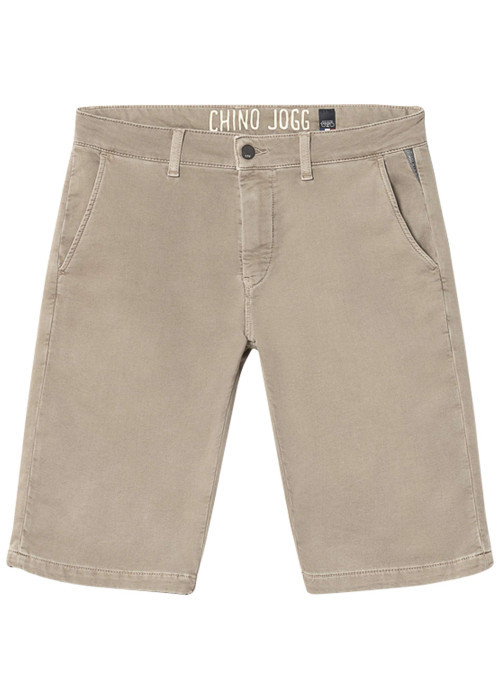 Bermuda chino beige uni avec une coupe regular fit et une taille intermédiaire