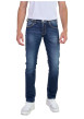 Thumbnail Jean en coton bleu indigo délavé aux genoux avec une coupe slim fit