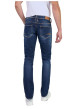 Thumbnail Jean en coton bleu indigo délavé aux genoux avec une coupe slim fit - Image 2