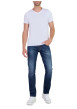 Thumbnail Jean en coton bleu indigo délavé aux genoux avec une coupe slim fit - Image 3
