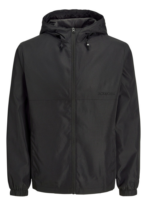 Veste coupe-vent noire unie à coupe droite avec...