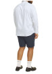 Thumbnail Chemise en coton blanche unie à coupe loose avec col italien et manches longues - Image 4