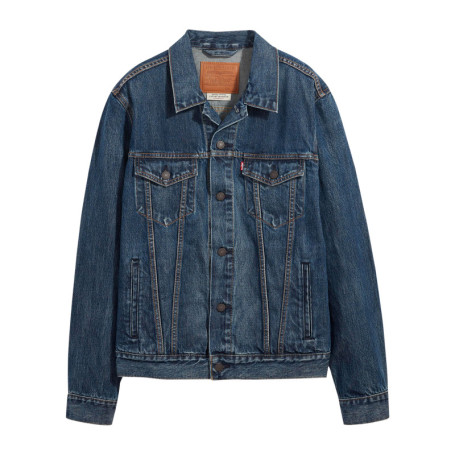 Blouson en jean en coton bleu uni avec un col à...