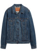 Thumbnail Blouson en jean en coton bleu uni avec un col à revers et des poches