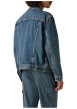 Thumbnail Blouson en jean en coton bleu uni avec un col à revers et des poches - Image 3