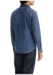 Thumbnail Chemise denim en coton mélangé bleue unie avec une coupe slim et le logo brodé - Image 2