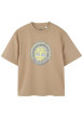 Thumbnail T-shirt en coton camel à imprimé logo, à coupe droite et col rond