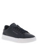 Thumbnail Tennis en cuir marine à talon plat et à lacets plats ton sur ton - Image 3