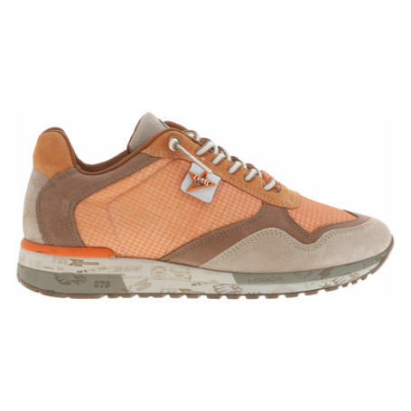 Baskets running en cuir orange à talon plat et...