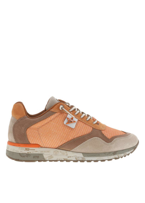 Baskets running en cuir orange à talon plat et à lacets élastiqués avec noeuds
