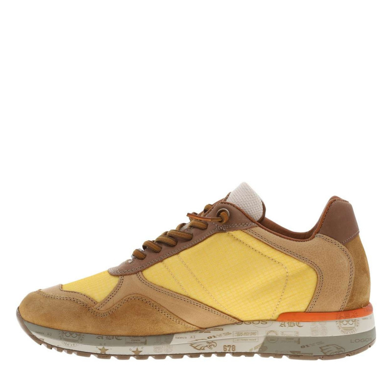 Cetti - Baskets Running En Cuir Jaune Plates Et Lacets élastiqués Ronds Avec Stoppeur - Jaune