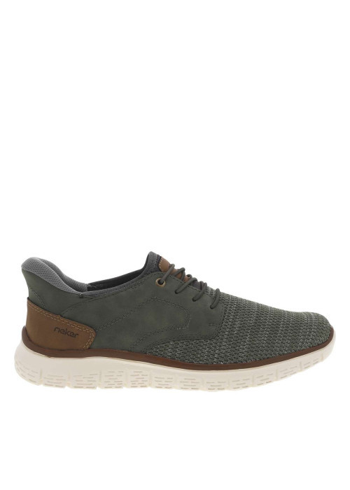 Sneakers kaki à talon plat et à lacets élastiqués kaki avec marque embossée