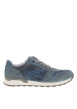 Thumbnail Sneakers en cuir bleu à talon plat et à lacets plats gris avec trous d'aération