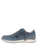 Thumbnail Sneakers en cuir bleu à talon plat et à lacets plats gris avec trous d'aération - Image 2