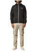 Thumbnail Blouson à capuche noir uni avec des détails blancs et à coupe droite - Image 8