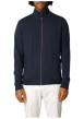 Thumbnail Gilet zippé en coton mélangé bleu marine uni à coupe slim fit et à col montant - Image 4
