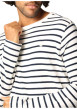 Thumbnail Pull en coton blanc à rayures bleues marine avec un col rond et une coupe droite - Image 7
