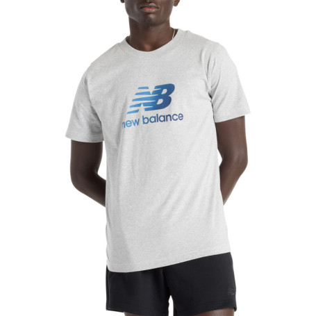 T-shirt en coton gris à imprimé bleu avec un...