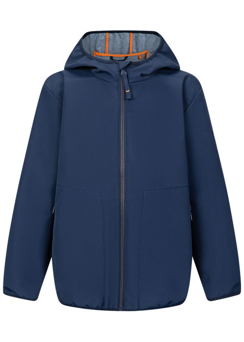 Blouson à capuche bleu marine uni à coupe droite avec des poches zippées