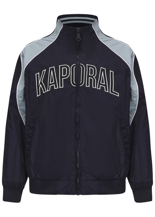Veste bleue marine uni à col montant avec le nom de la marque