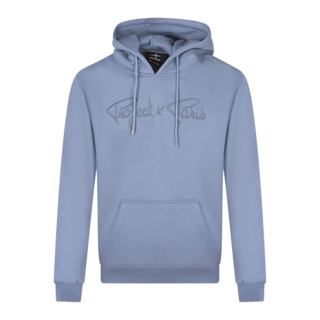 Sweat à capuche bleu uni à coupe droite avec le...