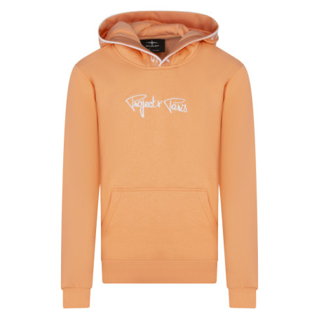 Sweat à capuche pêche uni à coupe droite avec...