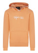Thumbnail Sweat à capuche pêche uni à coupe droite avec le nom de la marque brodé
