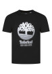 Thumbnail T-shirt en coton noir avec logo imprimé en blanc à coupe droite avec col rond