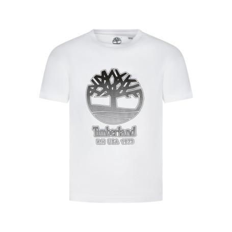 T-shirt manches courtes blanc en coton avec un...