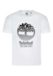 Thumbnail T-shirt manches courtes blanc en coton avec un col rond et logo imprimé en noir