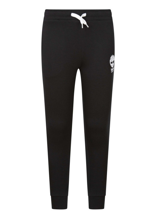 Pantalon Jogging en coton mélangé noir à coupe slim avec 2 poches et logo blanc