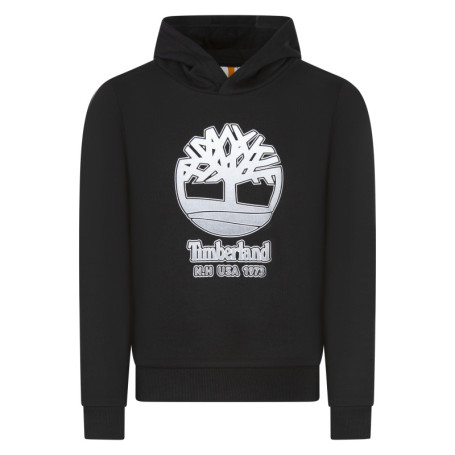 Sweat à capuche en coton noir à coupe droite...