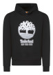 Thumbnail Sweat à capuche en coton noir à coupe droite avec logo imprimé en blanc