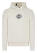 Thumbnail Sweat en coton beige à coupe droite avec col à capuche et logo noir imprimé