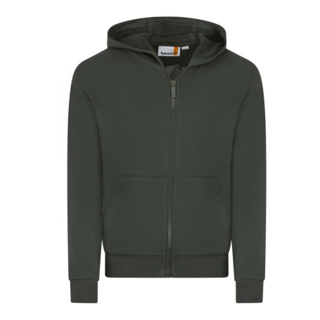 Sweat à capuche zippé en coton kaki avec 2...