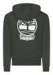 Thumbnail Sweat à capuche zippé en coton kaki avec 2 poches et logo blanc imprimé - Image 2