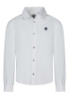 Thumbnail Chemise en coton blanche unie à coupe slim avec col français et logo brodé bleu