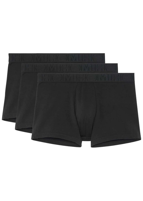 Lot de 3 boxers classiques en coton noir uni avec logos noirs