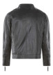 Thumbnail Blouson en cuir en cuir de mouton noir uni droit à col montant et poches - Image 2