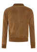 Thumbnail Blouson en cuir de chèvre camel uni à coupe droite avec col bomber et 2 poches - Image 2
