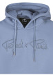 Thumbnail Sweat à capuche bleu uni à coupe droite avec le nom de la marque brodé en relief - Image 3
