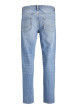 Thumbnail Jean en coton bleu ciel délavé à coupe droite avec 5 poches et surpiqûres beiges - Image 2