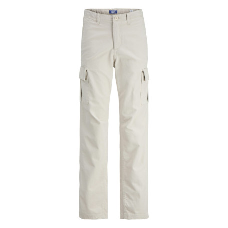 Pantalon cargo beige uni en coton à coupe...
